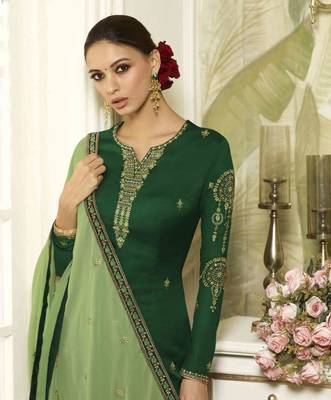 Green printed georgette salwar 2