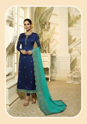 Blue printed georgette salwar 1