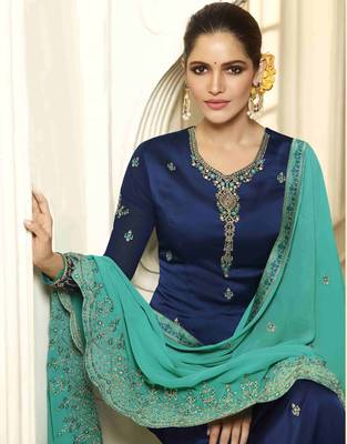 Blue printed georgette salwar 2