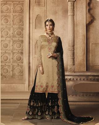 Beige printed georgette salwar 1