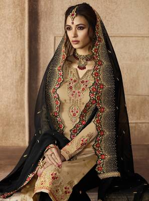 Beige printed georgette salwar 2