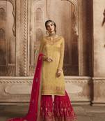 Yellow printed georgette salwar