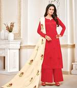Red printed cotton salwar
