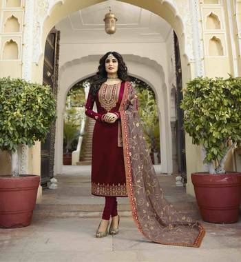 Magenta printed georgette salwar 1