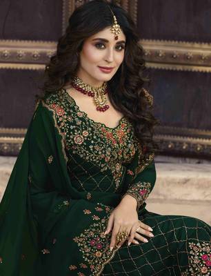 Green printed georgette salwar 2