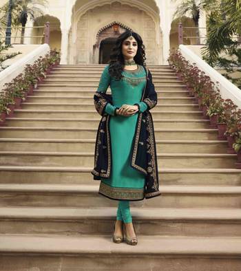 Light-blue printed georgette salwar 1