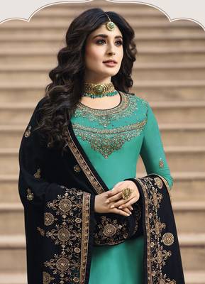 Light-blue printed georgette salwar 2