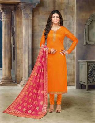 Orange printed cotton salwar 1