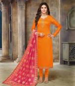 Orange printed cotton salwar
