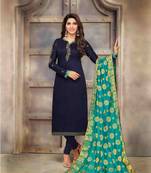 Blue printed cotton salwar