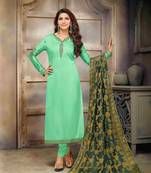 Light-green printed cotton salwar