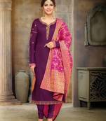 Purple printed cotton salwar