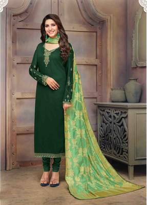 Dark-green printed cotton salwar 1