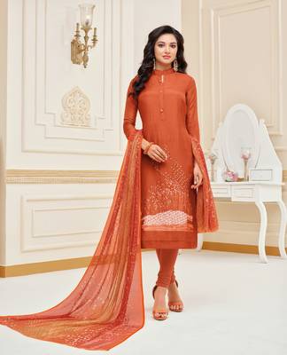 Orange printed cotton salwar 1