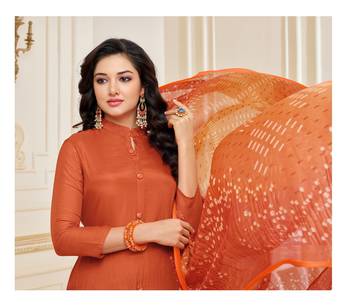 Orange printed cotton salwar 2