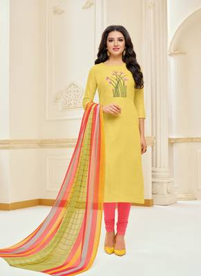 Yellow printed cotton salwar 1