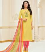 Yellow printed cotton salwar