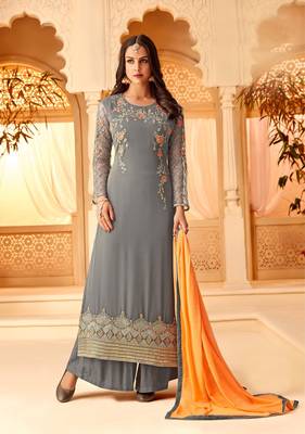 Yellow printed georgette salwar 1