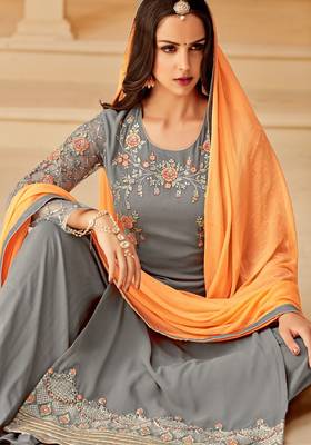Yellow printed georgette salwar 2
