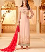 Light-peach printed georgette salwar