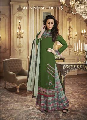 Green printed georgette salwar 1