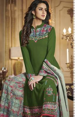 Green printed georgette salwar 2