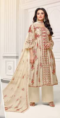 Beige printed cotton salwar 1