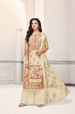 Cream printed cotton salwar 1