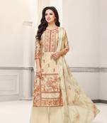 Cream printed cotton salwar