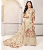 Beige printed cotton salwar