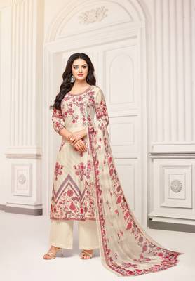 Cream printed cotton salwar 1
