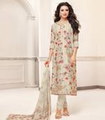 Off-white printed cotton salwar