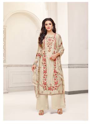 Beige printed cotton salwar 1