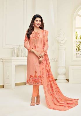 Peach printed cotton salwar 1