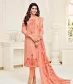 Peach printed cotton salwar