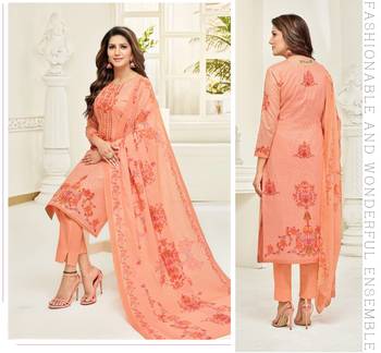 Peach printed cotton salwar 2
