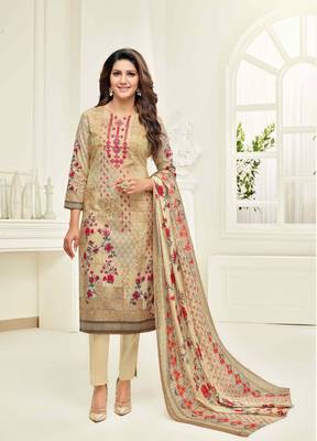 Beige printed cotton salwar 1
