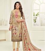 Beige printed cotton salwar