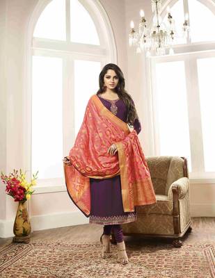 Violet printed crepe salwar 1
