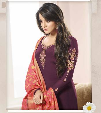 Violet printed crepe salwar 2
