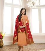 Orange printed crepe salwar
