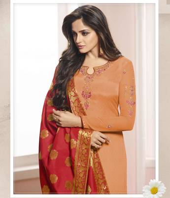 Orange printed crepe salwar 2