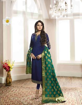 Blue printed crepe salwar 1