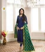 Blue printed crepe salwar