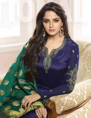 Blue printed crepe salwar 2