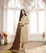 Beige printed crepe salwar