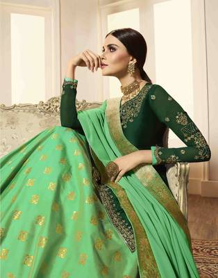 Green printed georgette salwar 2