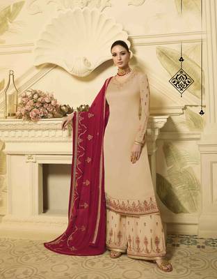 Cream printed georgette salwar 1