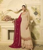Cream printed georgette salwar