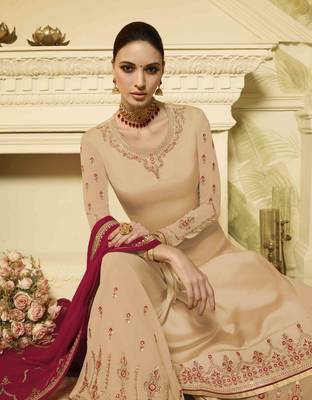 Cream printed georgette salwar 2
